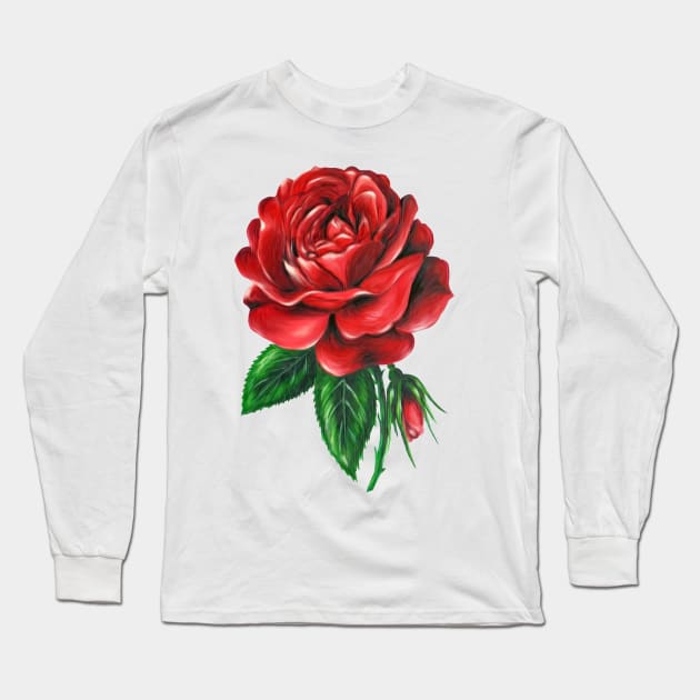 Red Rose Long Sleeve T-Shirt by Sandra Warmerdam
